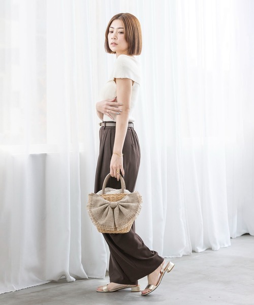 MIAN (ミアン)の「リボンかごバッグ(かごバッグ・レディース・ブラック/ベージュ・FREE)」の17枚目の写真