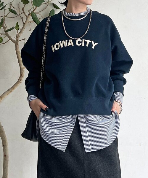 un dix cors(アンディコール)の「ウールフリースロゴプルオーバー(Tシャツ/カットソー・レディース・ネイビー/モカ・FREE)」の1枚目の写真