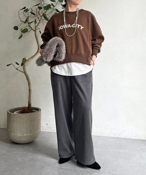 un dix cors(アンディコール)の「ウールフリースロゴプルオーバー(Tシャツ/カットソー・レディース・ネイビー/モカ/アイボリー・FREE)」の20枚目の写真