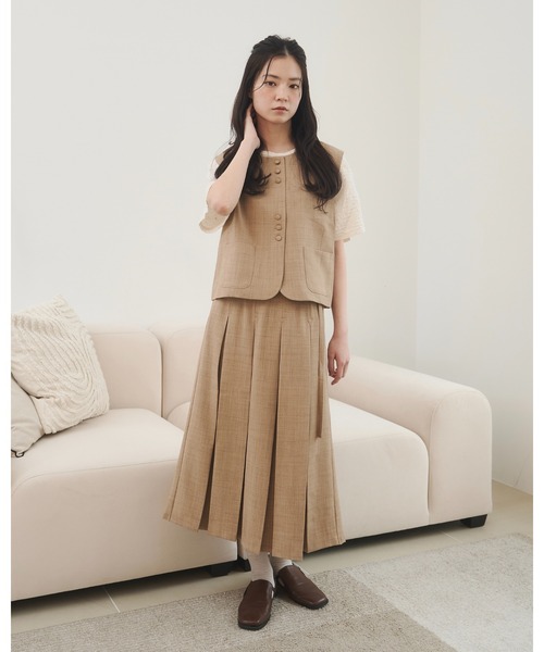 moi tytto（モイテュット）の「ボックスプリーツスカート【セットアップ着用可能】（スカート・レディース・ベージュ/ナチュラル/グレー・SMALL/FREE）」の16枚目の写真