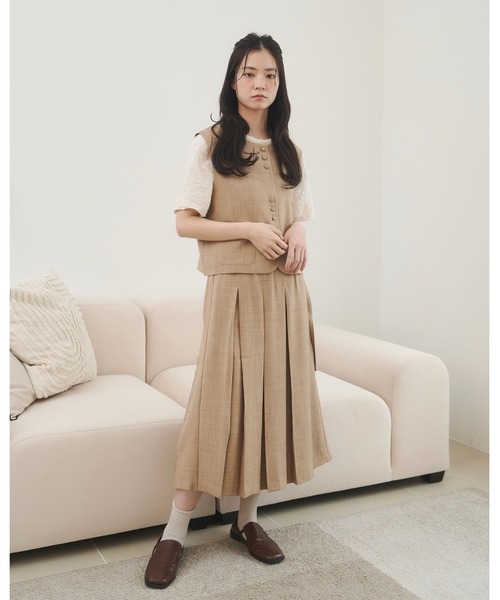 moi tytto（モイテュット）の「ボックスプリーツスカート【セットアップ着用可能】（スカート・レディース・ベージュ/ナチュラル/グレー・SMALL/FREE）」の17枚目の写真