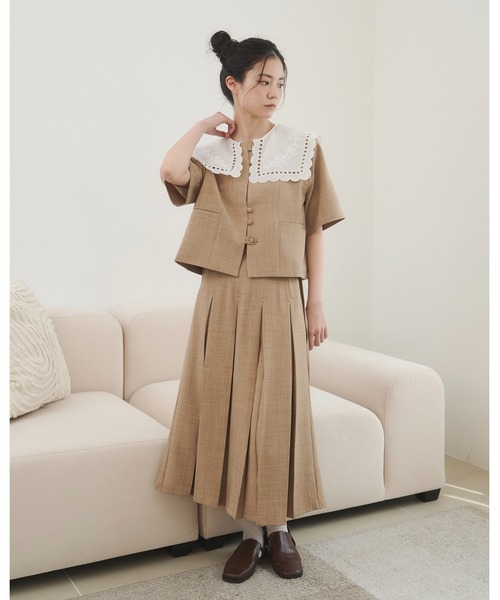 moi tytto（モイテュット）の「ボックスプリーツスカート【セットアップ着用可能】（スカート・レディース・ベージュ/ナチュラル/グレー・SMALL/FREE）」の19枚目の写真