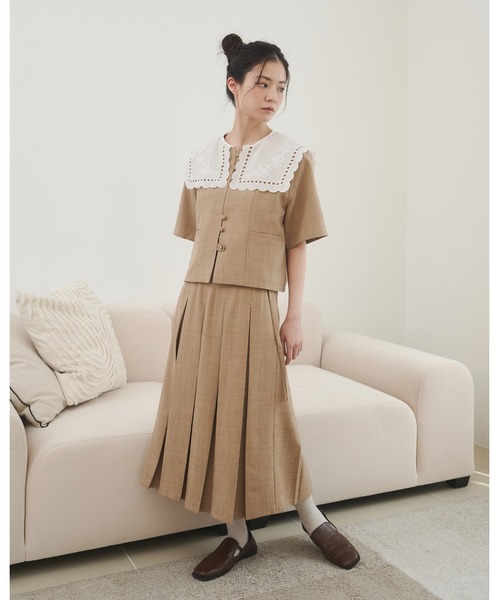 moi tytto（モイテュット）の「ボックスプリーツスカート【セットアップ着用可能】（スカート・レディース・ベージュ/ナチュラル/グレー・SMALL/FREE）」の20枚目の写真