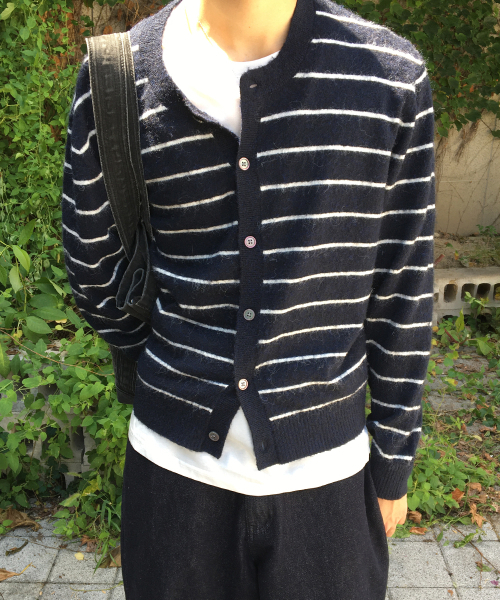 INTEMPOMOOD(インテンポムード)の「フレンチストライプクロップカーディガン_グレー(カーディガン/ボレロ・メンズ・グレー・LARGE/MEDIUM/X-LARGE)」の11枚目の写真