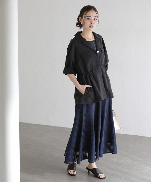 La TOTALITE（ラトータリテ）の「【洗える】シアーチェックパネルスカート（スカート・レディース・ホワイト/ピンク系その他/ネイビー・38/36）」の11枚目の写真