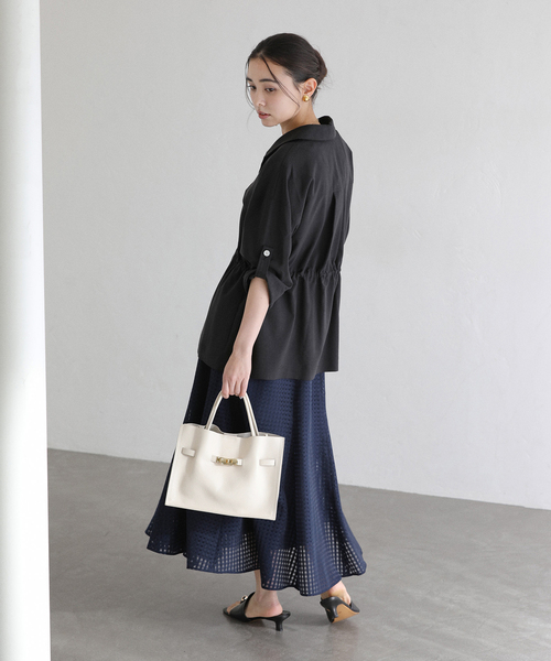 La TOTALITE（ラトータリテ）の「【洗える】シアーチェックパネルスカート（スカート・レディース・ホワイト/ピンク系その他/ネイビー・38/36）」の12枚目の写真