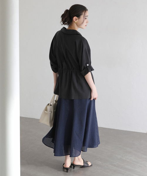 La TOTALITE（ラトータリテ）の「【洗える】シアーチェックパネルスカート（スカート・レディース・ホワイト/ピンク系その他/ネイビー・38/36）」の13枚目の写真