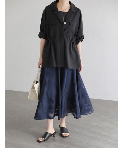 La TOTALITE（ラトータリテ）の「【洗える】シアーチェックパネルスカート（スカート・レディース・ホワイト/ピンク系その他/ネイビー・38/36）」の14枚目の写真