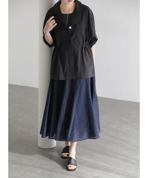 La TOTALITE（ラトータリテ）の「【洗える】シアーチェックパネルスカート（スカート・レディース・ホワイト/ピンク系その他/ネイビー・38/36）」の15枚目の写真