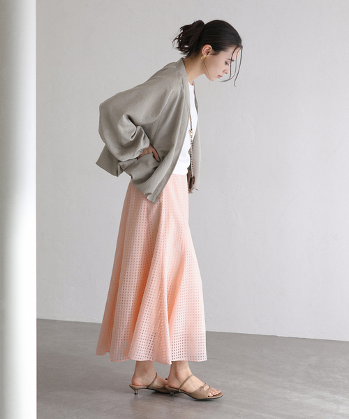 La TOTALITE（ラトータリテ）の「【洗える】シアーチェックパネルスカート（スカート・レディース・ホワイト/ピンク系その他/ネイビー・38/36）」の19枚目の写真