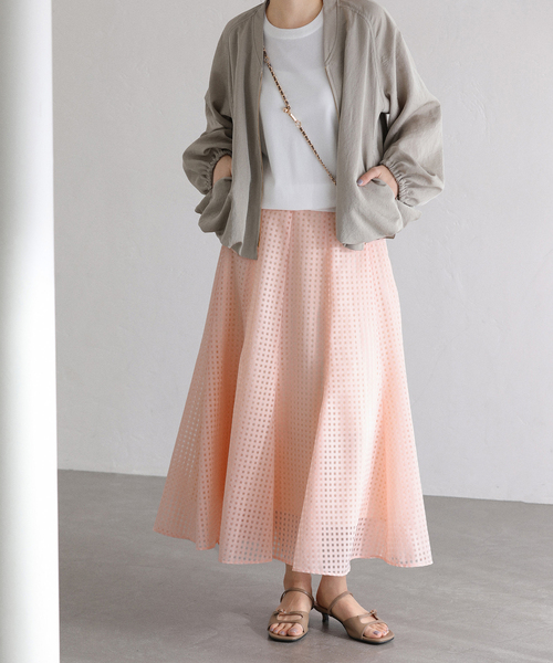 La TOTALITE（ラトータリテ）の「【洗える】シアーチェックパネルスカート（スカート・レディース・ホワイト/ピンク系その他/ネイビー・38/36）」の21枚目の写真