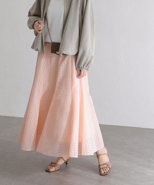 La TOTALITE（ラトータリテ）の「【洗える】シアーチェックパネルスカート（スカート・レディース・ホワイト/ピンク系その他/ネイビー・38/36）」の22枚目の写真