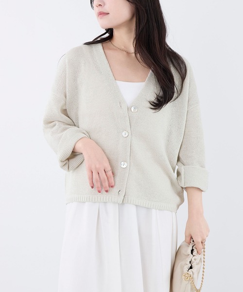 MICA&DEAL(マイカ&ディール)の「Vネックルーズニットカーディガン(ニット/セーター・レディース・グレイッシュベージュ/ベージュ/ダークグレー・FREE)」の1枚目の写真