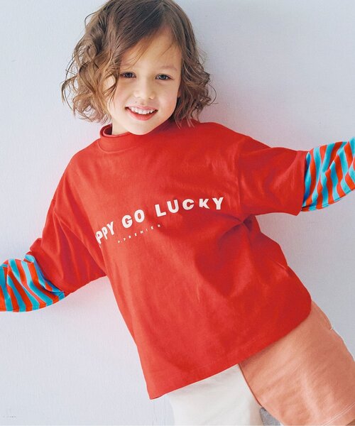 p.premier（ピードットプルミエ）の「【再入荷】イロチ買いしたいシンプルロゴ半袖Tシャツ(キッズサイズ)_リンク（Tシャツ/カットソー・キッズ・オレンジ/パープル/イエロー/ブラウン/ダークブラウン/ピンク/レッド/サーモンピンク/ブルー/クリーム/オフホワイト/ブラック/エメラルド/サックスブルー・80/90/100/110/120/130/140）」の13枚目の写真