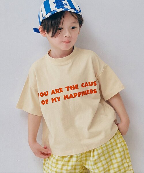 p.premier（ピードットプルミエ）の「【再入荷】イロチ買いしたいシンプルロゴ半袖Tシャツ(キッズサイズ)_リンク（Tシャツ/カットソー・キッズ・オレンジ/パープル/イエロー/ブラウン/ダークブラウン/ピンク/レッド/サーモンピンク/ブルー/クリーム/オフホワイト/ブラック/エメラルド/サックスブルー・80/90/100/110/120/130/140）」の5枚目の写真