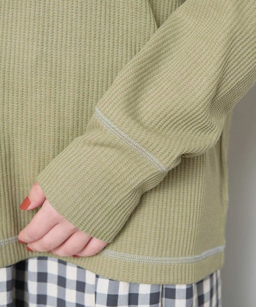 l'atelier du savon（アトリエドサボン）の「ちいさなポケットのワッフルプルオーバー（Tシャツ/カットソー・レディース・パープル/グリーン/マルチ・FREE）」の8枚目の写真