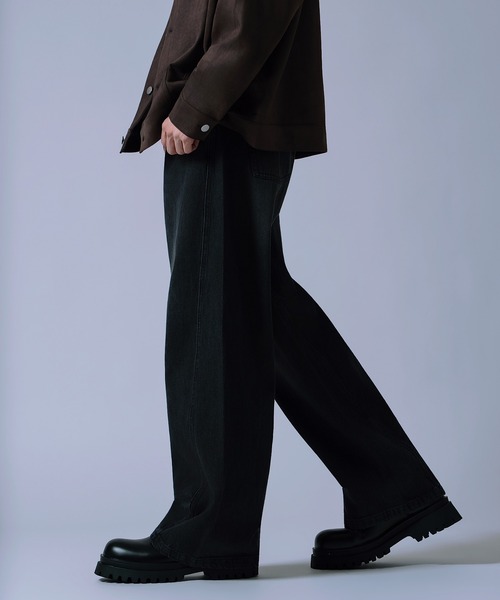 NULL（ヌル）の「【nl】【Unisex】ワイド フレア デニムパンツ（デニムパンツ・メンズ・ブラック/ブルー/サックスブルー/ブラック系・X-LARGE/LARGE/MEDIUM/SMALL）」の6枚目の写真