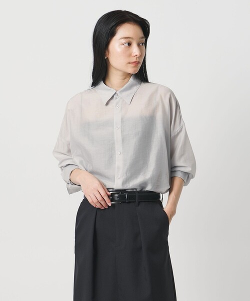 MARW UNITED ARROWS（マルゥ ユナイテッドアローズ）の「＜MARW UNITED ARROWS＞シアー シャツ（シャツ/ブラウス・レディース・モカ/ライトグレー/ホワイト・FREE）」の2枚目の写真