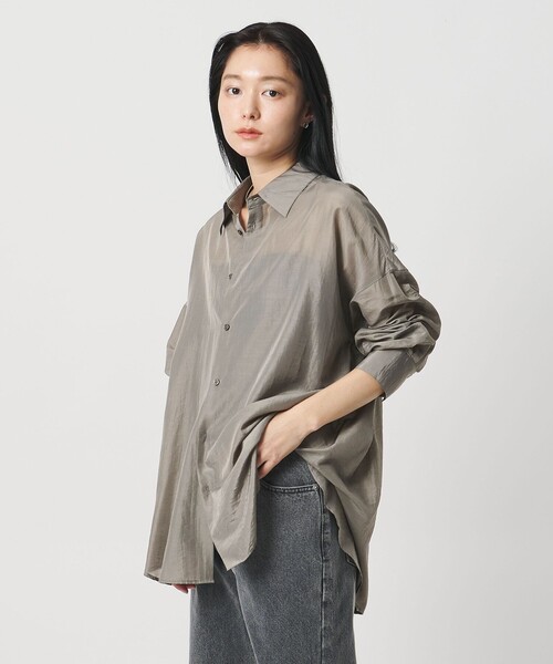 MARW UNITED ARROWS（マルゥ ユナイテッドアローズ）の「＜MARW UNITED ARROWS＞シアー シャツ（シャツ/ブラウス・レディース・モカ/ライトグレー/ホワイト・FREE）」の3枚目の写真