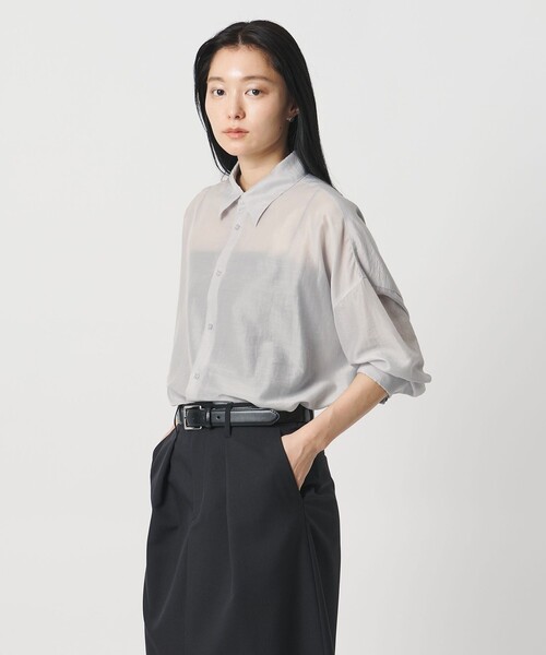 MARW UNITED ARROWS（マルゥ ユナイテッドアローズ）の「＜MARW UNITED ARROWS＞シアー シャツ（シャツ/ブラウス・レディース・モカ/ライトグレー/ホワイト・FREE）」の4枚目の写真