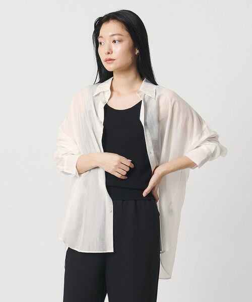 MARW UNITED ARROWS（マルゥ ユナイテッドアローズ）の「＜MARW UNITED ARROWS＞シアー シャツ（シャツ/ブラウス・レディース・モカ/ライトグレー/ホワイト・FREE）」の7枚目の写真