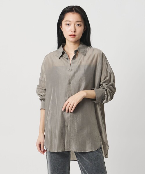 MARW UNITED ARROWS（マルゥ ユナイテッドアローズ）の「＜MARW UNITED ARROWS＞シアー シャツ（シャツ/ブラウス・レディース・モカ/ライトグレー/ホワイト・FREE）」の10枚目の写真