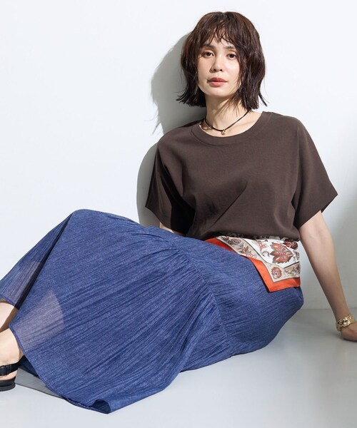 INDIVI（インディヴィ）の「【洗える／コットン】ドライタッチさらりニットT（ニット/セーター・レディース・グリーン/ブラウン系その他/ピンク系/ベージュ系その他6/ブラック系2・38/05/13/15 /34/19）」の10枚目の写真