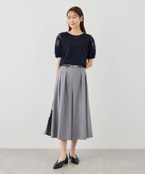 ROPE' PICNIC（ロペピクニック）の「八方映えニット 袖レースニットプルオーバー/UVカット・接触冷感・イージーケア（ニット/セーター・レディース・ネイビー/オフホワイト/サックスブルー/クリーム・FREE）」の12枚目の写真