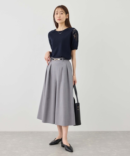 ROPE' PICNIC（ロペピクニック）の「八方映えニット 袖レースニットプルオーバー/UVカット・接触冷感・イージーケア（ニット/セーター・レディース・ネイビー/オフホワイト/サックスブルー/クリーム・FREE）」の13枚目の写真