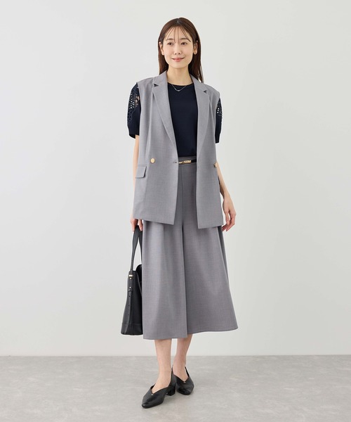 ROPE' PICNIC（ロペピクニック）の「八方映えニット 袖レースニットプルオーバー/UVカット・接触冷感・イージーケア（ニット/セーター・レディース・ネイビー/オフホワイト/サックスブルー/クリーム・FREE）」の14枚目の写真