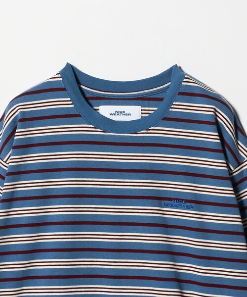 NICE WEATHER＞ボーダー ロングスリーブ Tシャツ/COBALT（Tシャツ