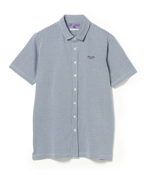 BEAMS GOLF(ビームスゴルフ)の「PURPLE LABEL / ストレッチ サッカー ギンガム シャツ(ポロシャツ・メンズ・ネイビー/サックスブルー/グレー・MEDIUM/SMALL/X-LARGE/LARGE)」の1枚目の写真