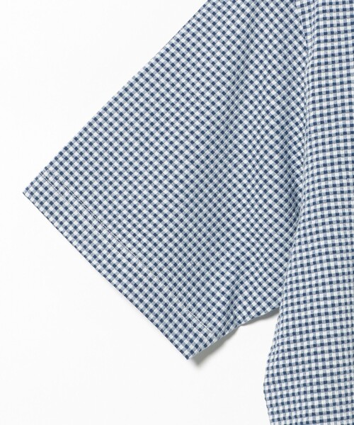BEAMS GOLF(ビームスゴルフ)の「PURPLE LABEL / ストレッチ サッカー ギンガム シャツ(ポロシャツ・メンズ・ネイビー/サックスブルー/グレー・MEDIUM/SMALL/X-LARGE/LARGE)」の7枚目の写真
