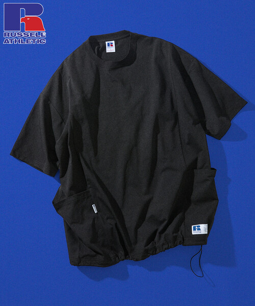 Russell Athletic（ラッセルアスレティック）の「限定展開 RUSSEL ATHLETIC×FREAK'S STORE/ラッセルアスレティック 別注 ビッグシルエット ヘムコード サイドポケット Tシャツ（Tシャツ/カットソー・メンズ・ホワイト/ブラック/グレイッシュベージュ/スミクロ・LARGE/MEDIUM/SMALL）」の2枚目の写真