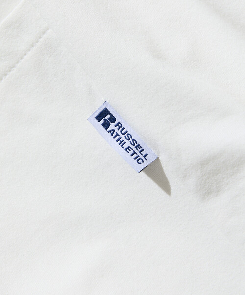 Russell Athletic（ラッセルアスレティック）の「限定展開 RUSSEL ATHLETIC×FREAK'S STORE/ラッセルアスレティック 別注 ビッグシルエット ヘムコード サイドポケット Tシャツ（Tシャツ/カットソー・メンズ・ホワイト/ブラック/グレイッシュベージュ/スミクロ・LARGE/MEDIUM/SMALL）」の14枚目の写真