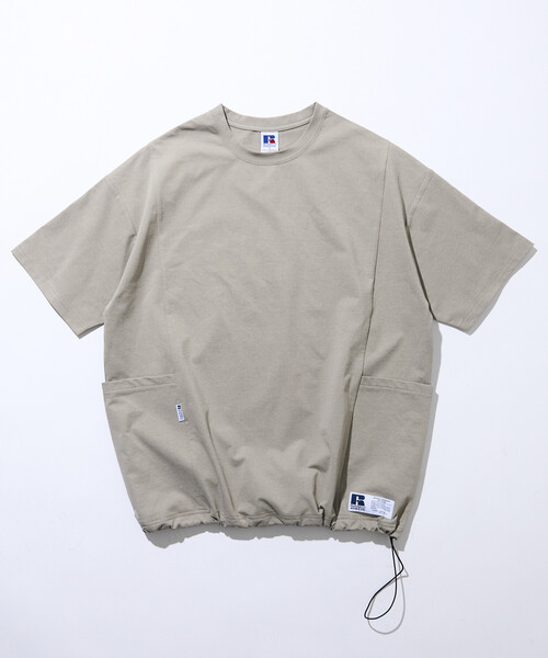 Russell Athletic（ラッセルアスレティック）の「限定展開 RUSSEL ATHLETIC×FREAK'S STORE/ラッセルアスレティック 別注 ビッグシルエット ヘムコード サイドポケット Tシャツ（Tシャツ/カットソー・メンズ・ホワイト/ブラック/グレイッシュベージュ/スミクロ・LARGE/MEDIUM/SMALL）」の19枚目の写真