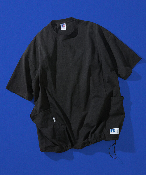 Russell Athletic（ラッセルアスレティック）の「限定展開 RUSSEL ATHLETIC×FREAK'S STORE/ラッセルアスレティック 別注 ビッグシルエット ヘムコード サイドポケット Tシャツ（Tシャツ/カットソー・メンズ・ホワイト/ブラック/グレイッシュベージュ/スミクロ・LARGE/MEDIUM/SMALL）」の5枚目の写真