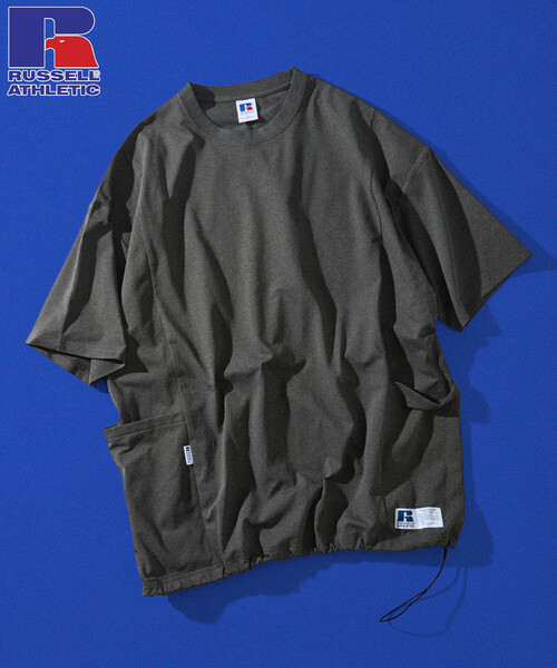 Russell Athletic(ラッセルアスレティック)の「限定展開 RUSSELL ATHLETIC×FREAK'S STORE ラッセル アスレチック 別注 ビッグシルエット ヘムコード サイドポケット Tシャツ(Tシャツ/カットソー・メンズ・ホワイト/ブラック/グレイッシュベージュ/スミクロ・LARGE/MEDIUM/SMALL)」の6枚目の写真