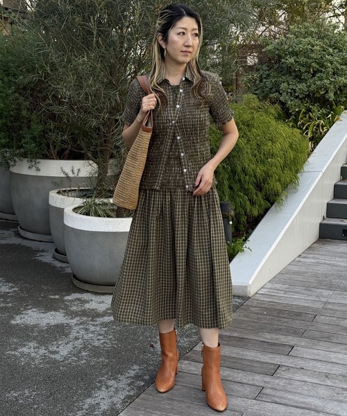 BANANA REPUBLIC FACTORY STORE(バナナリパブリック ファクトリーストア)の「BANANA REPUBLIC FACTORY STORE シアサッカー スモッキング ワンピース(ワンピース・レディース・グリーン/ブラック・XS/S/M/L)」の8枚目の写真