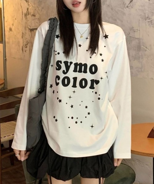 Vipoa(ヴィポア)の「スターメッセージプリントカットソー(Tシャツ/カットソー・レディース・ホワイト/ブラック・FREE)」の4枚目の写真
