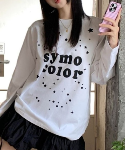 Vipoa(ヴィポア)の「スターメッセージプリントカットソー(Tシャツ/カットソー・レディース・ホワイト/ブラック・FREE)」の6枚目の写真
