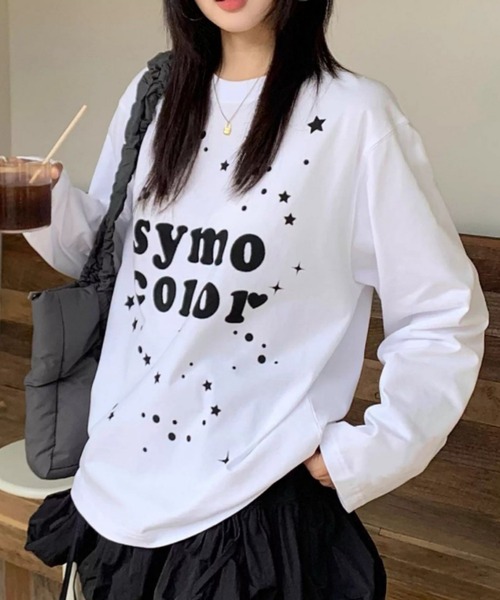 Vipoa(ヴィポア)の「スターメッセージプリントカットソー(Tシャツ/カットソー・レディース・ホワイト/ブラック・FREE)」の5枚目の写真