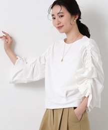 セール】フリル切替ボーダーシアーカットソー（Tシャツ/カットソー