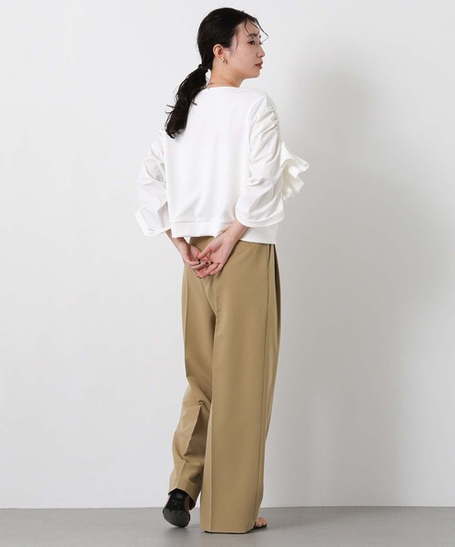 MARECHAL TERRE(マルシャルテル)の「ラッフルギャザー7分袖カットソー(Tシャツ/カットソー・レディース・オフホワイト/ネイビー・FREE)」の5枚目の写真