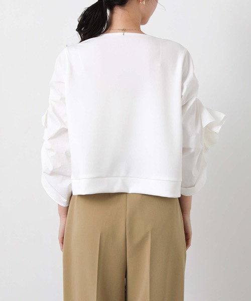MARECHAL TERRE(マルシャルテル)の「ラッフルギャザー7分袖カットソー(Tシャツ/カットソー・レディース・オフホワイト/ネイビー・FREE)」の20枚目の写真