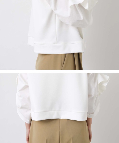 MARECHAL TERRE(マルシャルテル)の「ラッフルギャザー7分袖カットソー(Tシャツ/カットソー・レディース・オフホワイト/ネイビー・FREE)」の22枚目の写真