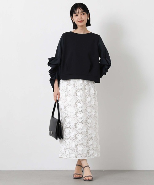 MARECHAL TERRE(マルシャルテル)の「ラッフルギャザー7分袖カットソー(Tシャツ/カットソー・レディース・オフホワイト/ネイビー・FREE)」の11枚目の写真
