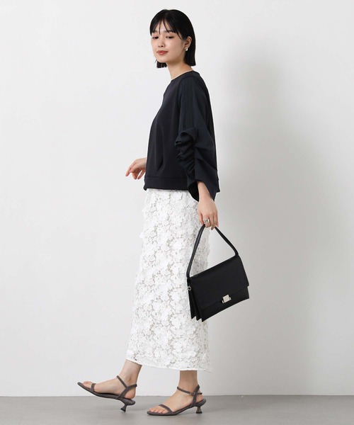 MARECHAL TERRE(マルシャルテル)の「ラッフルギャザー7分袖カットソー(Tシャツ/カットソー・レディース・オフホワイト/ネイビー・FREE)」の12枚目の写真