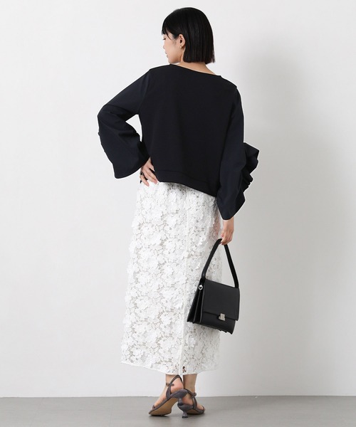 MARECHAL TERRE(マルシャルテル)の「ラッフルギャザー7分袖カットソー(Tシャツ/カットソー・レディース・オフホワイト/ネイビー・FREE)」の13枚目の写真