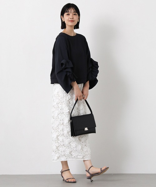 MARECHAL TERRE(マルシャルテル)の「ラッフルギャザー7分袖カットソー(Tシャツ/カットソー・レディース・オフホワイト/ネイビー・FREE)」の14枚目の写真